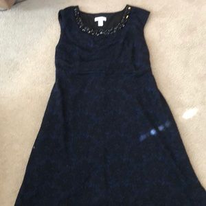 Navy Blue and Black Floral Maternity Dress